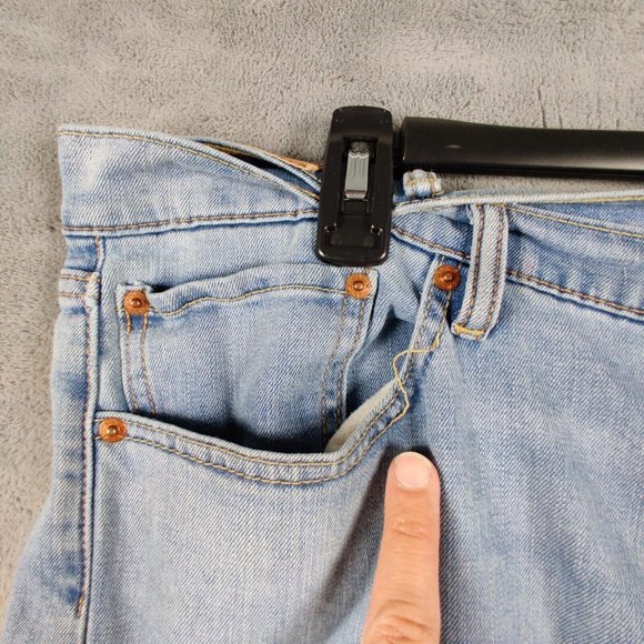 Levis 505 Jeans Men 42 Blue Straight Light Wash Denim Stretch Pants Solid 42x30 - Picture 9 of 11